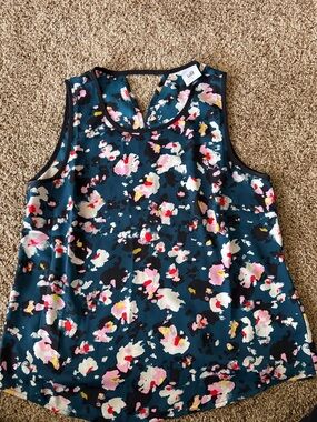 CAbi Teal Floral Sleeveless Camisole